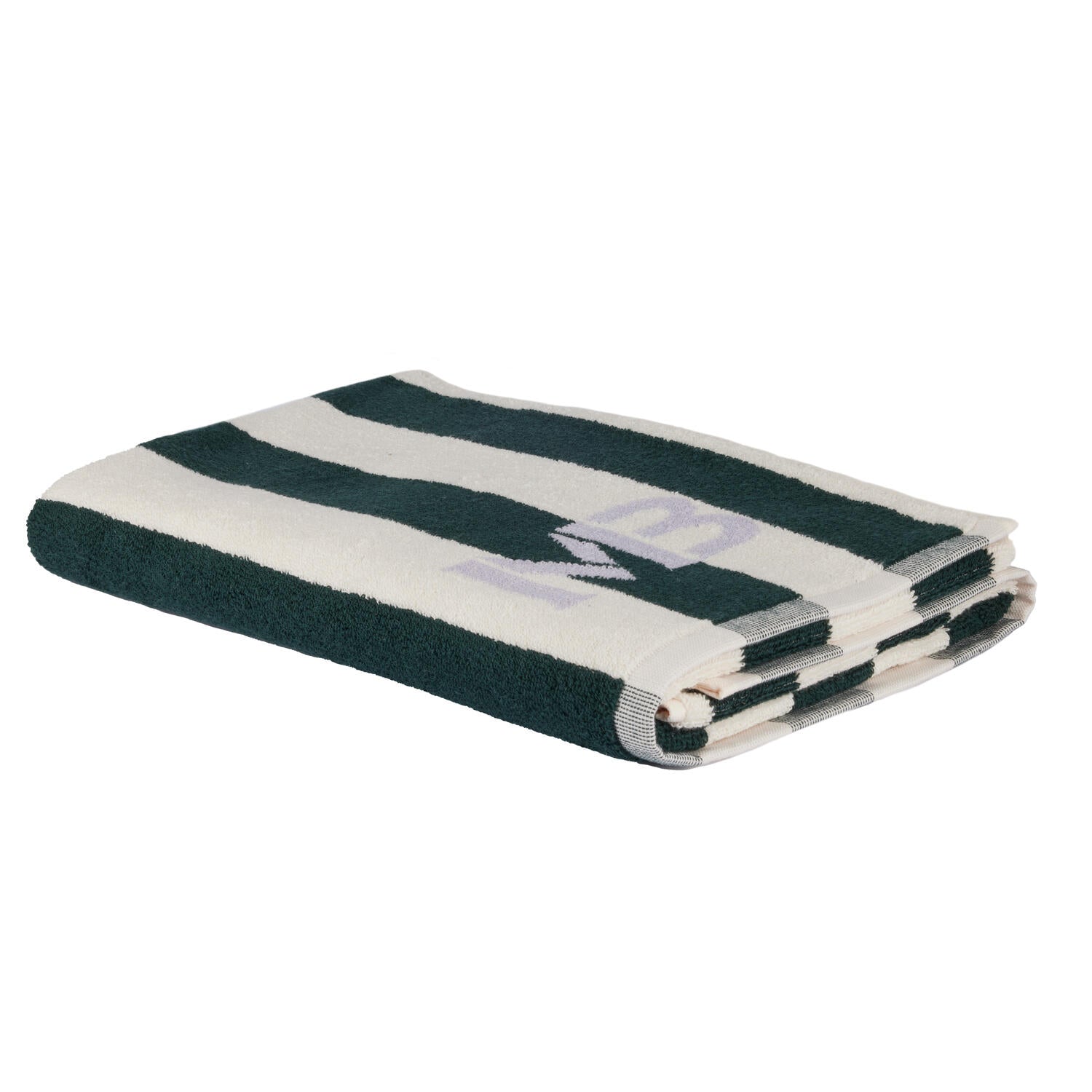 Stripe håndklæde - hvid/grøn/iris